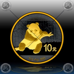 1oz KITAJSKA "Panda" 2014 (Black Rhodium + Gold)